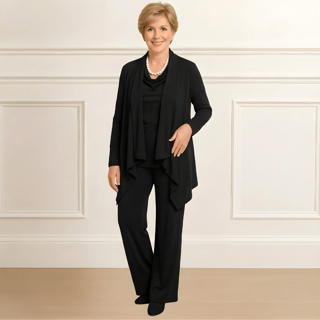 Evelyn kardigāns, topa un bikses komplekts